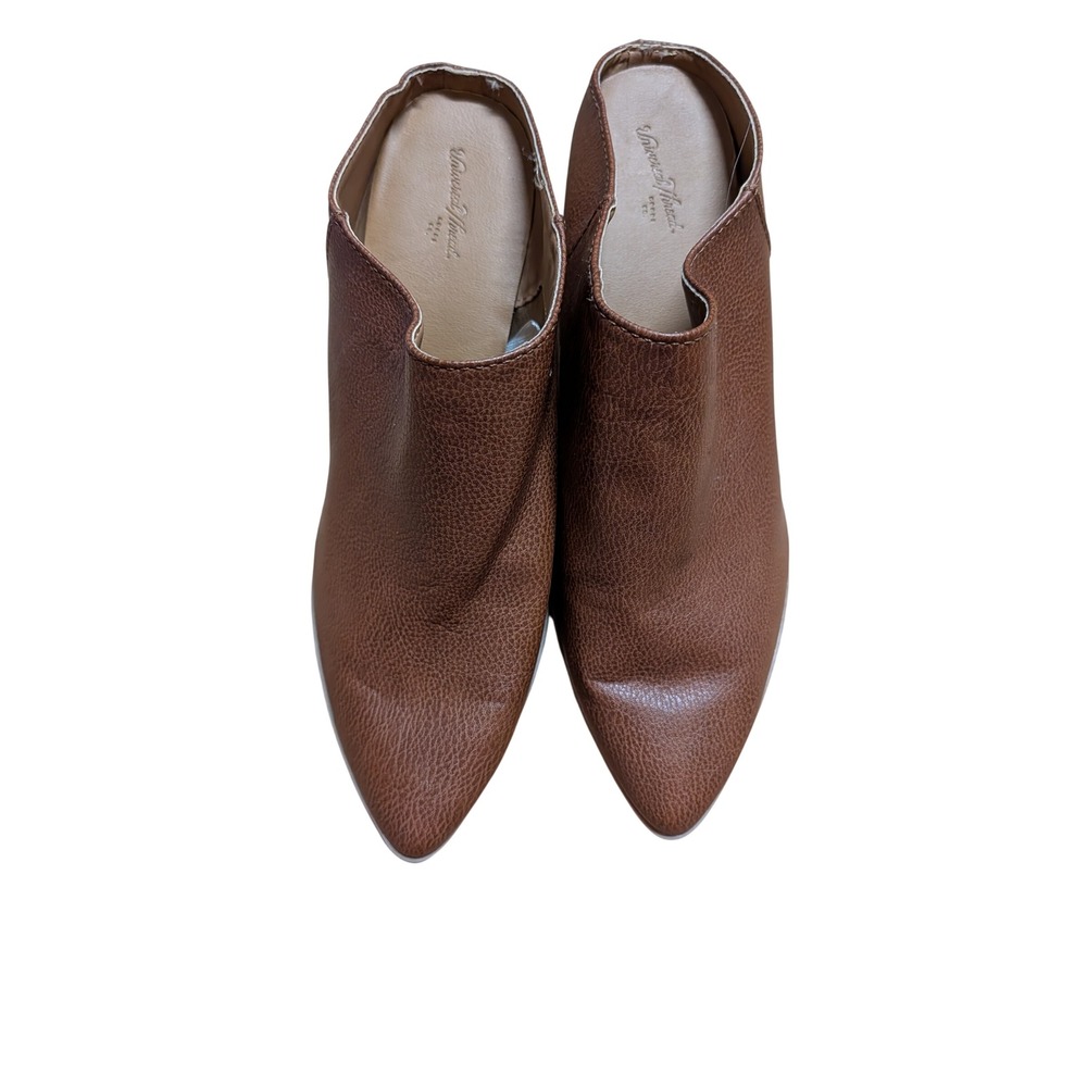 Universal Thread Mules Women 9 Brown Good Pointed Toe Stacked Block Heel Pebbled